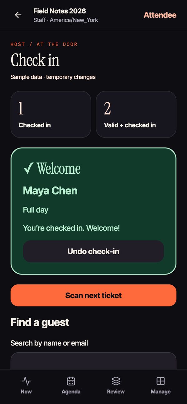 Green Welcome result after scanning a ticket